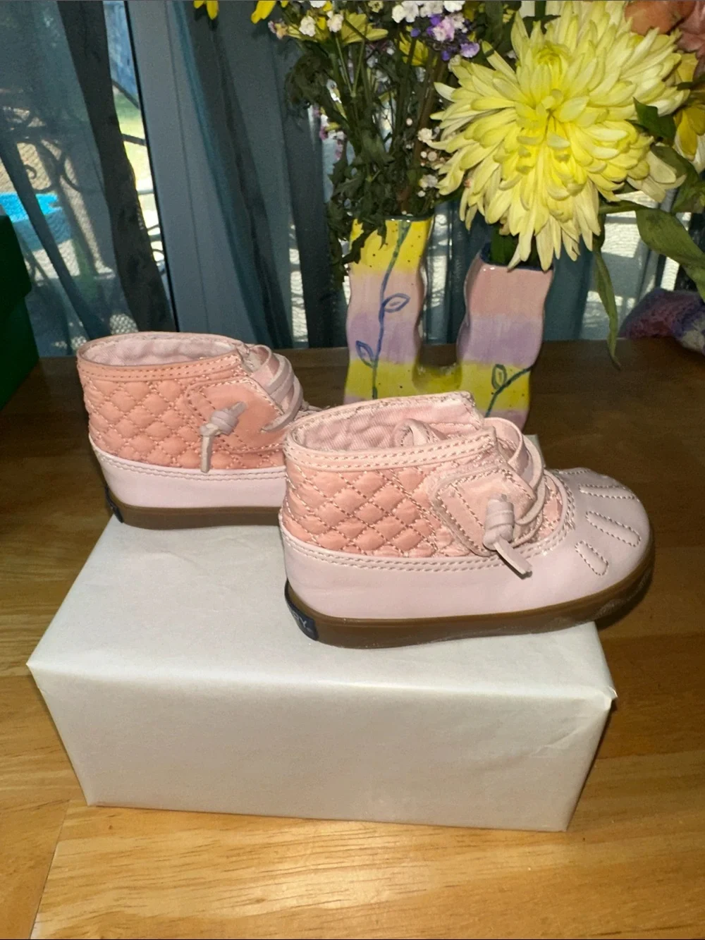 🤩Sperry Kids Pink Quilted Lace-Up Duck Boots. 🎁3